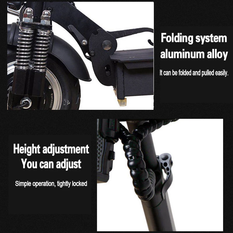 Excellent 10-inch double-drive electric bike bicycle Mini folding skateboard Adult scooter ebike 2 motors 12