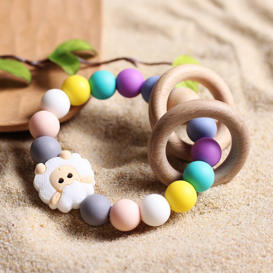 01 Bracelet Детская Соска-пустышка с цепочкой в форме овцы, ручная работа, милые разноцветные бусины, фиксатор для пустышки, держатель для соски для ребенка - Цвет: 01 Bracelet