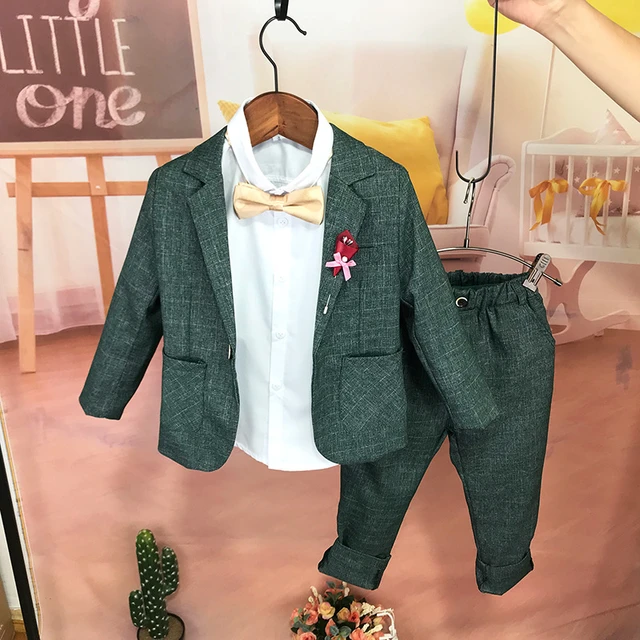 Bahar erkek Blazer mezuniyet için yeni moda çocuk takım elbise giyim seti  çok düz bebek günlük giysi düğün için yeşil mavi - AliExpress