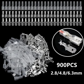 

450/900PCS Female&Male Spade Crimpng Connectors 2.8 /4.8 /6.3mm Wire Crimp Terminals with Insulating Sleeves Assortment Kit