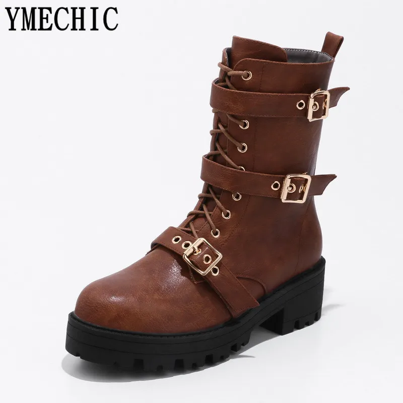 YMECHIC/Женская обувь; сезон осень-зима; женские ботильоны в стиле милитари на шнуровке с пряжкой и ремешком на молнии сбоку; цвет черный, коричн... YMECHIC/Женская обувь; сезон осень-зима; женские ботильоны в стиле милитари на шнуровке с пряжкой и ремешком на молнии сбоку; цвет черный, коричн...