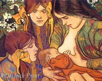 

Motherhood by Stanislaw Wyspianski - Breastfeeding Mother Child SILK POSTER Decorative painting 24x36inch
