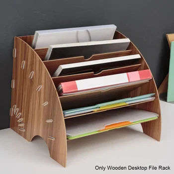 

A4 Fan Shaped Office Supplies Study Bookshelf Multifunction Wooden Desktop File Rack Multi Layer Desk Organizer School Home