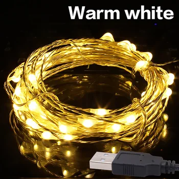 

2M 5M 10M LED String Lights Silver Wire Garland Powered by 5V Battery USB Fairy light Home Christmas Wedding Party Decoration