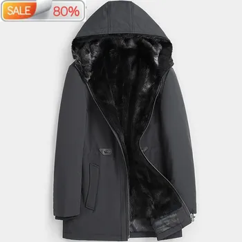 

Real Men Parka Natural Fur Liner Winter Jacket Long Thick Luxury Mens Mink Coat Parkas 2020 KD99616 B23447