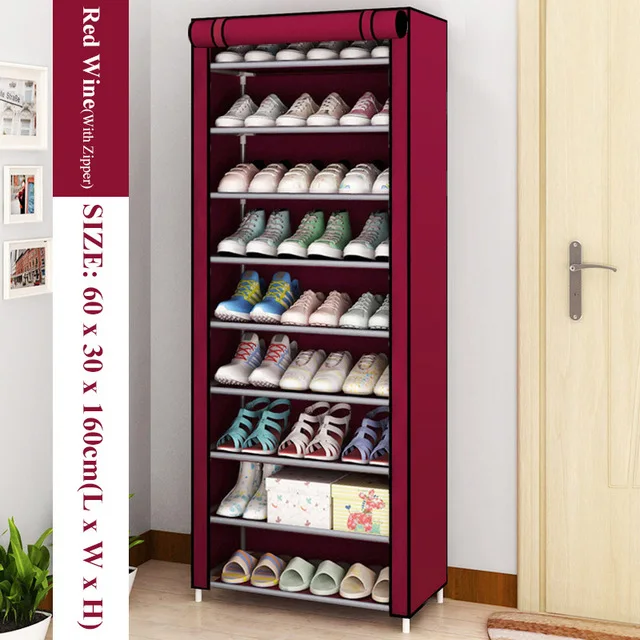 Multilayer Shoe Cabinet Vertical Space Saving Nonwoven Shoes Shelf Organizer Simple Combination Stand Holder Entryway Shoe Rack Zipper 10R