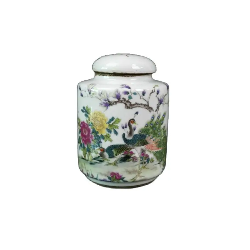 

Old Porcelain Pastel Flowers and Birds Pattern Lid Jar, Receiving Pot