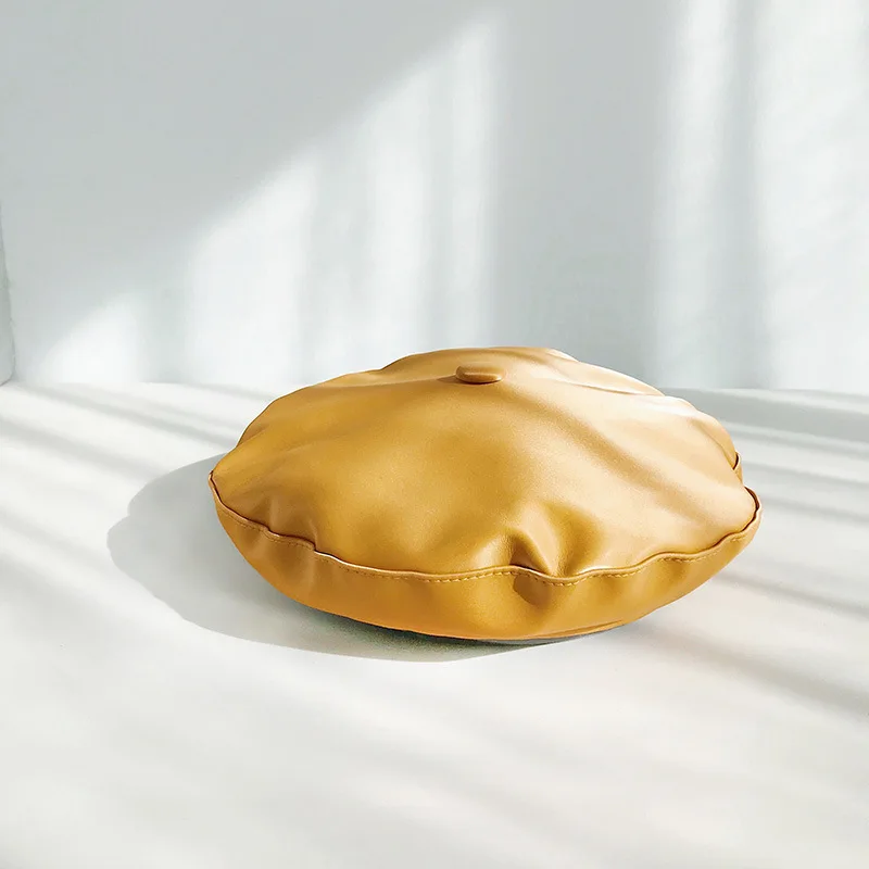 yellow Зимние женские береты из искусственной кожи, женские береты художника, Зимние береты в западном стиле, модные уличные Восьмиугольные Шапки, береты - Цвет: yellow