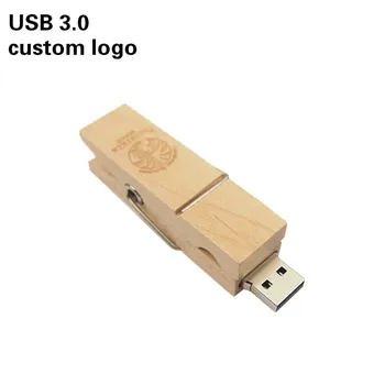 

USB 3.0 Customer LOGO wooden usb flash drive pendrive 4GB 8GB 16GB 32GB 64GB memory stick clothespin model(over 10pcs free LOGO)