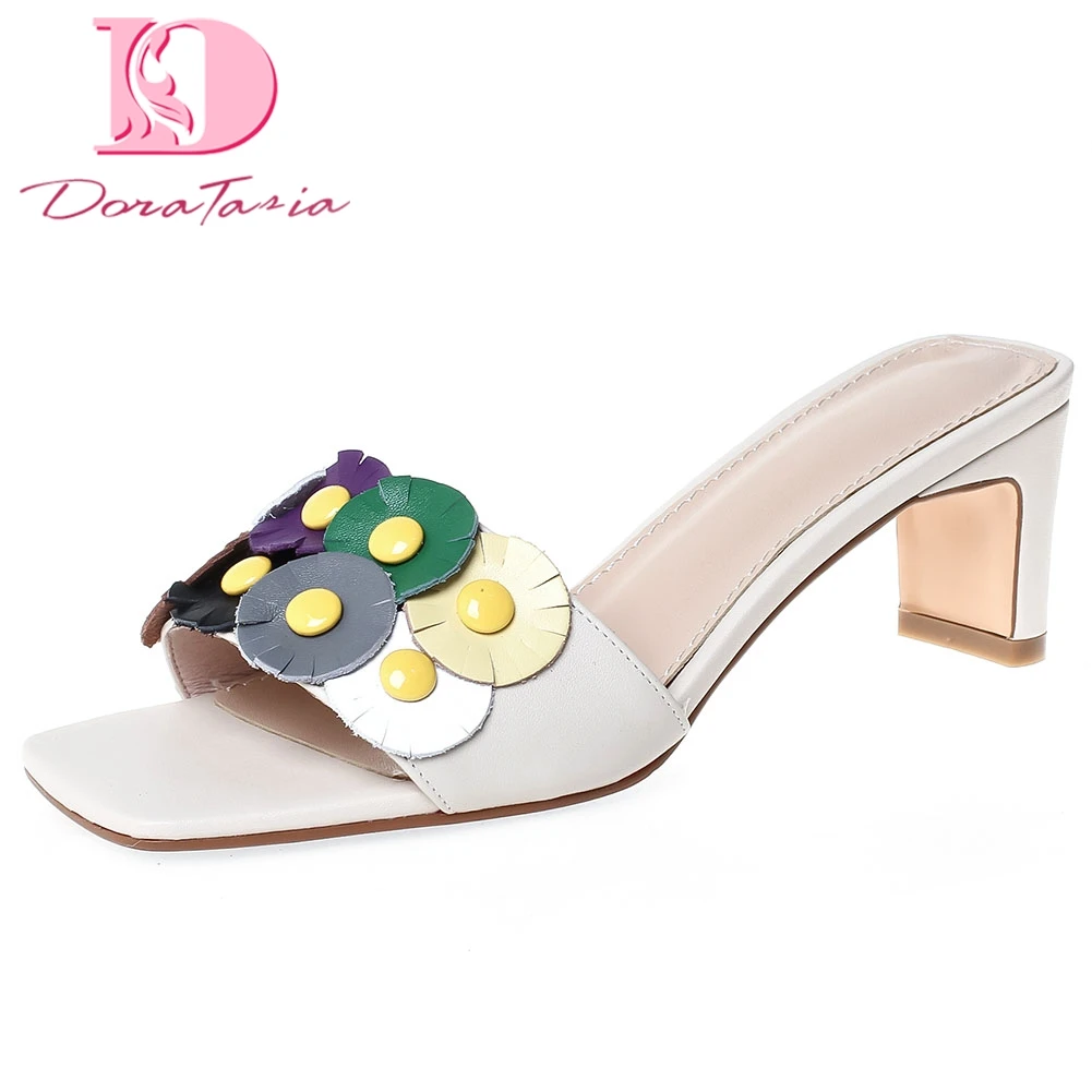 

Doratasia 2020 Dropship Genuine Leather Flowers Women Shoes Woman Sandals Mules Slipper Pumps