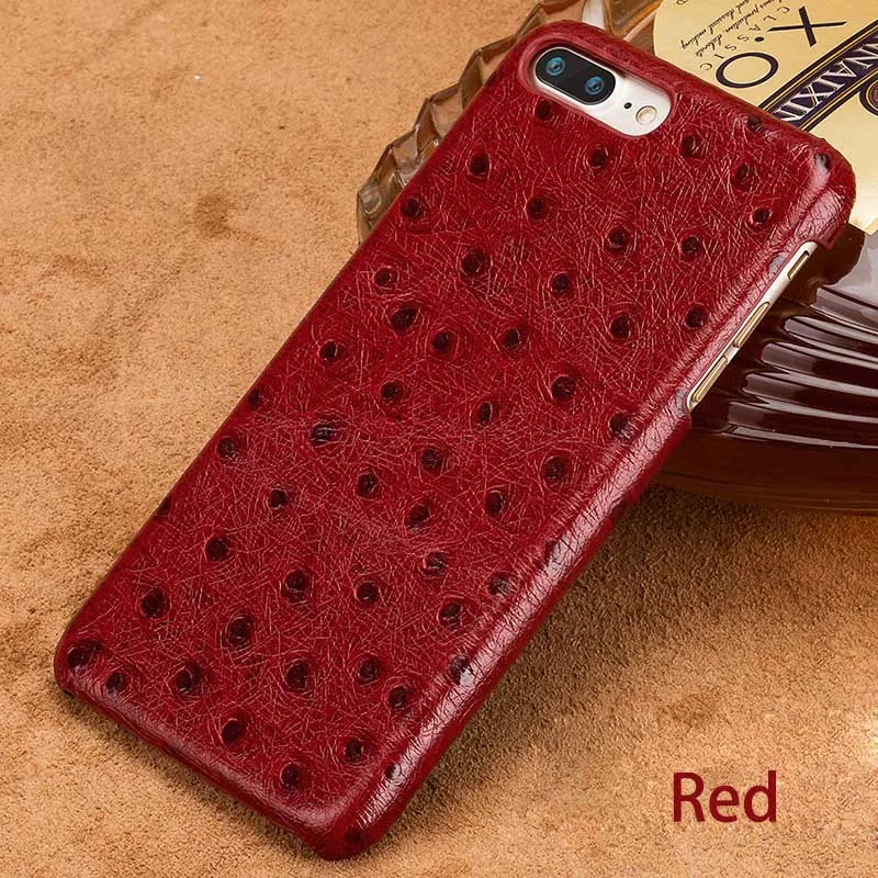 Red Роскошные чехлы для телефонов из воловьей кожи для iPhone 7 8 Plus X Xs Max, задняя крышка с текстурой страуса для 6 6s 6p 7p 8 p, чехол - Цвет: Red