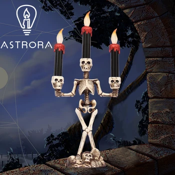 

ASTRORA Halloween Bar Ktv Decoration Glowing Skull Candle Light Lamp Scene Layout Props Warm White