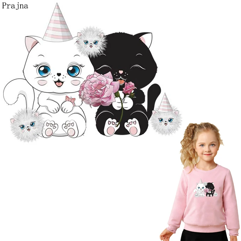 

Prajna Cat Patches For Clothes Stripes Iron On Transfers Iron On Thermo Stickers Heat Transfer Vinyl Cute Badge Applique Decor