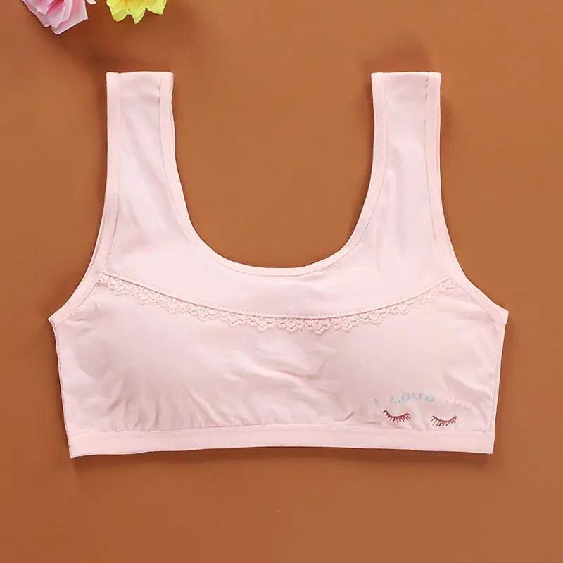 

Cotton Bra Kids Sport Wireless Small Training Puberty Underwear Crop Tops for 8-14 Years Young Girls