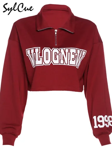 American Sports Leisure Hip-Hop Letters Street Fashion Wild Vitality Loose Breathable Women's Umbilical Crop Top Sweater