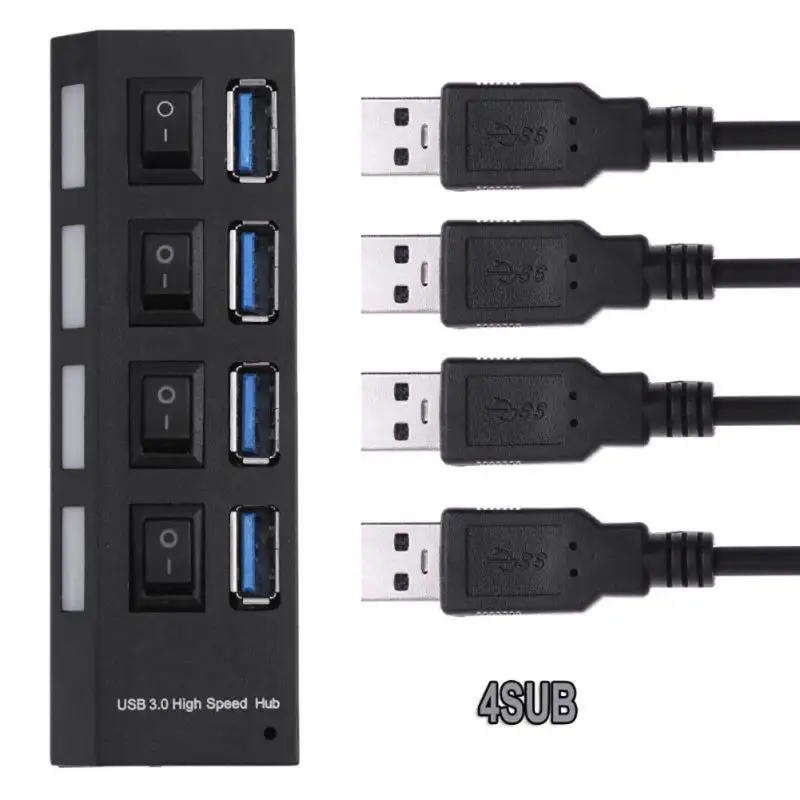 USB2.0 сплиттер с индивидуальный переключатель универсальный 4 Порты и разъёмы USB концентратор удобный многофункциональный
