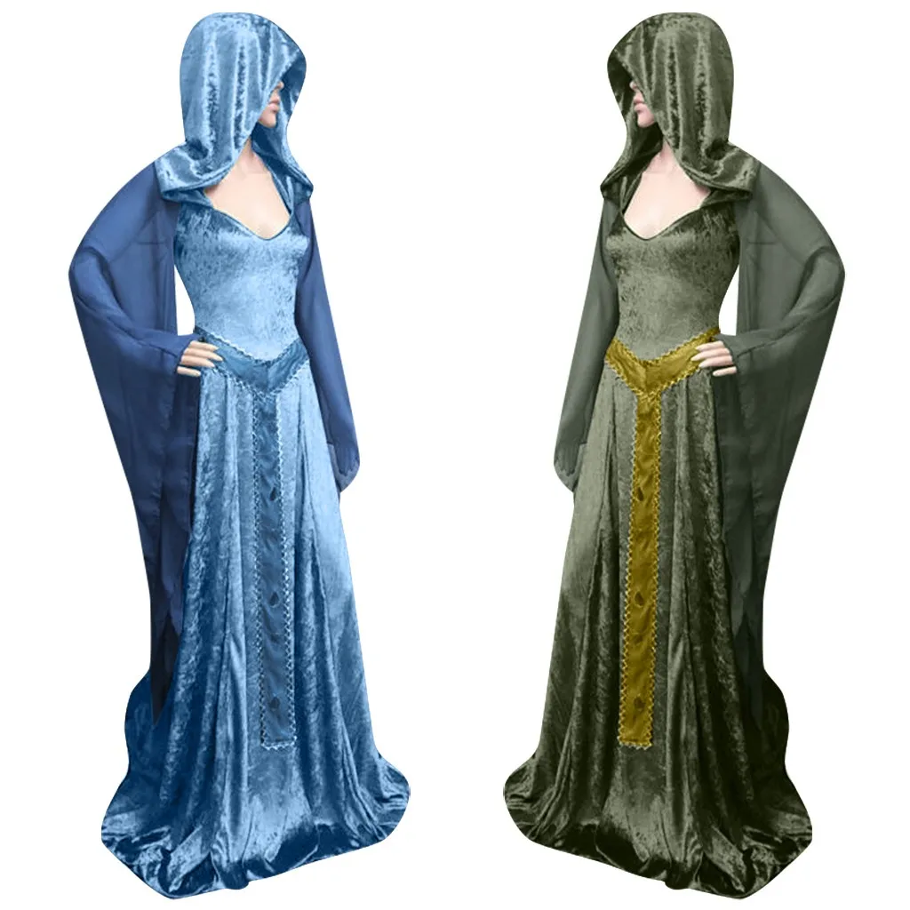 

Halloween Cosplay Costumes Trumpet Witch Costume for Women Medieval Victorian Masquerade Costume Fancy Maxi Dress FC
