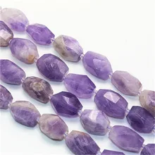 

15X20mm Natural Purple Amethyst Faceted Irregular Rectangular beads for Necklace Bracelet Jewelry