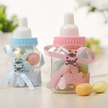 

24 Pcs Girl Boy Baby Shower Decorations Baptism Bottle For Halloween Candy Boxes Christmas Party Gifts Plastic Box