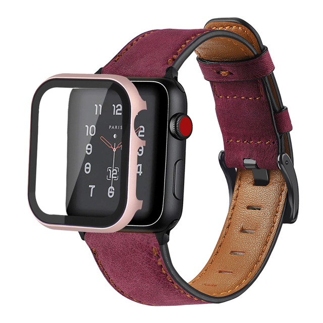 Cow Leather strap for Apple watch band 44mm 40mm iWatch 42mm 38mm watchband bracelet Apple watch 4 3 5 se 6