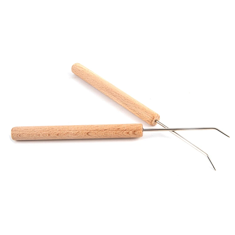 Bending Needle 2Pcs 15cm Solid Wood Wooden Knitting Loom Hook DIY Tools Sewing Crochet Fittings crochet hooks knitting loom
