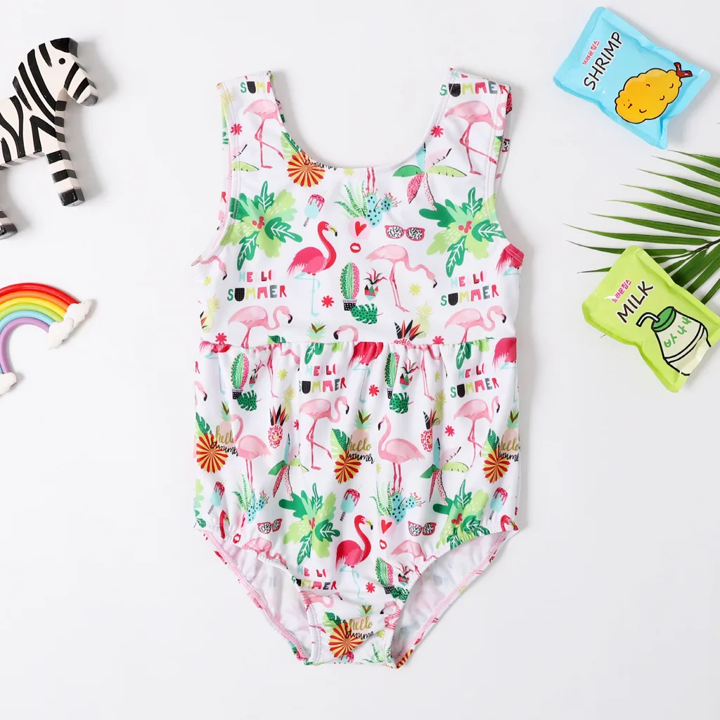 Цельный купальник для девочек, От 2 до 9 лет, детский купальник с фламинго, купальный костюм для девочек, купальник CZ1002 - Цвет: 13