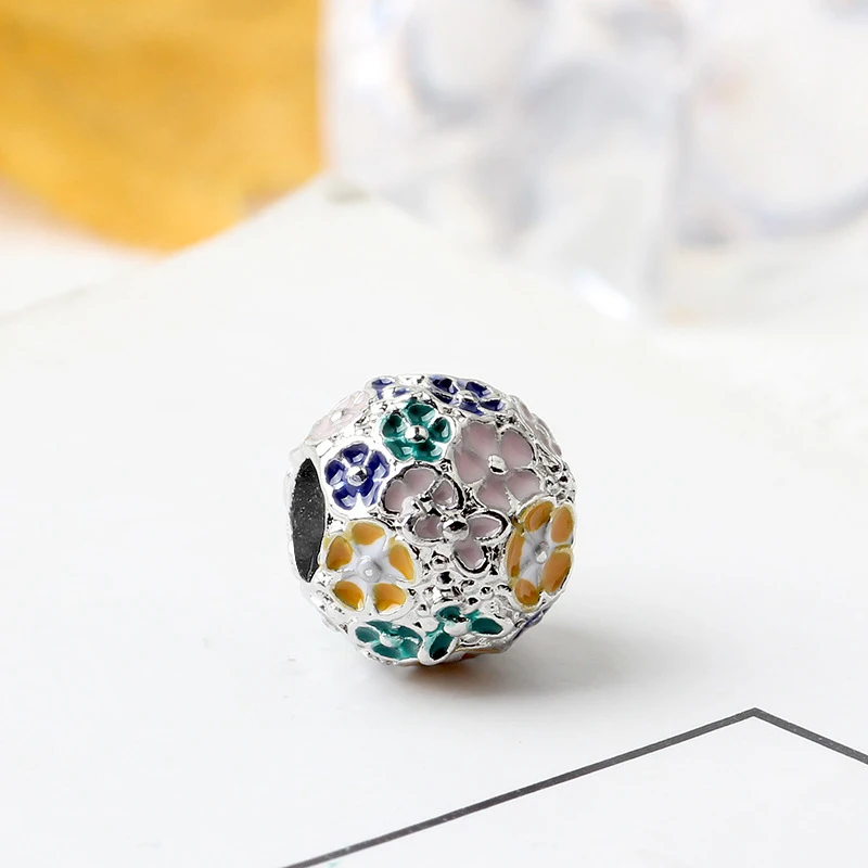 CUTEECO новые цветные цветы эмаль DIY Бусины Подходит Pandora браслет для женщин весенние ювелирные изделия серии аксессуары