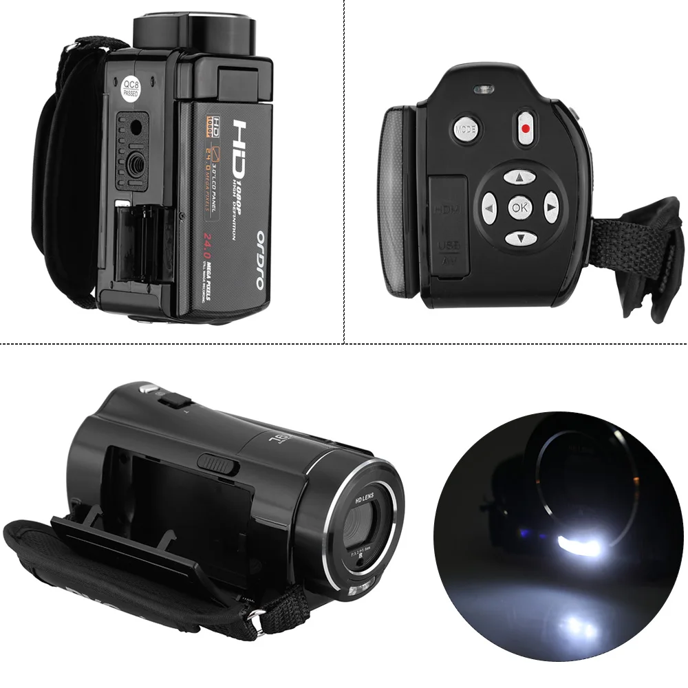 Andoer HDV-V7 1080P Full HD Цифровая видеокамера Макс. 24 мегапикселя вращающийся ЖК-экран Поддержка распознавания лица
