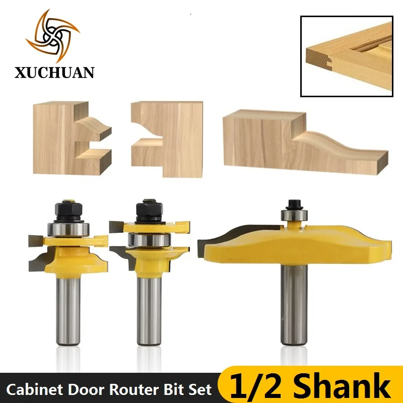 3 шт 1/2 ''(12,7 мм) Хвостовик поднятая панель двери шкафа маршрутизатор Набор бит фрезерный станок по дереву круглый над соединением маршрутизатор бит Tenon резак