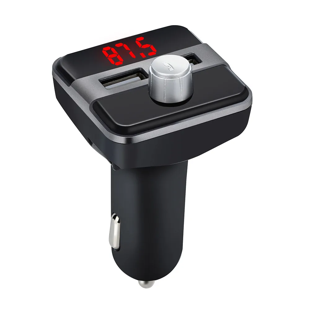 Автомобильный Mp3 плеер Беспроводной Bluetooth Автомобильный fm-передатчик радио с ЖК-дисплеем Aux Sd карту на 2-портный Dual Usb Зарядное устройство Mp3 плеер Автомобильная электроника - Название цвета: Серый