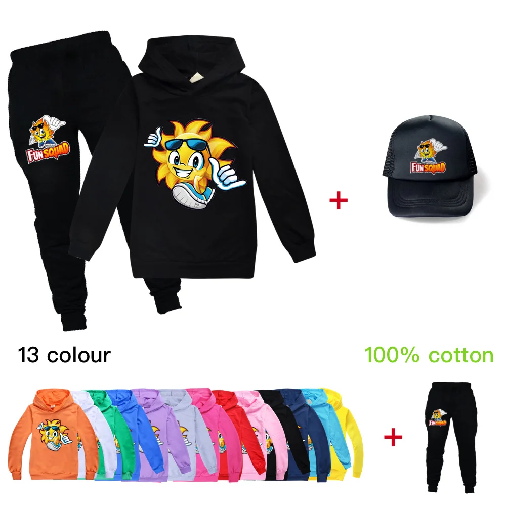 

Fun Squad game Kids Clothes Sets Girls Boys Long Sleeve Hoodie Tops Pants Cap Autumn Winter Children Sport Suits Tracksuits