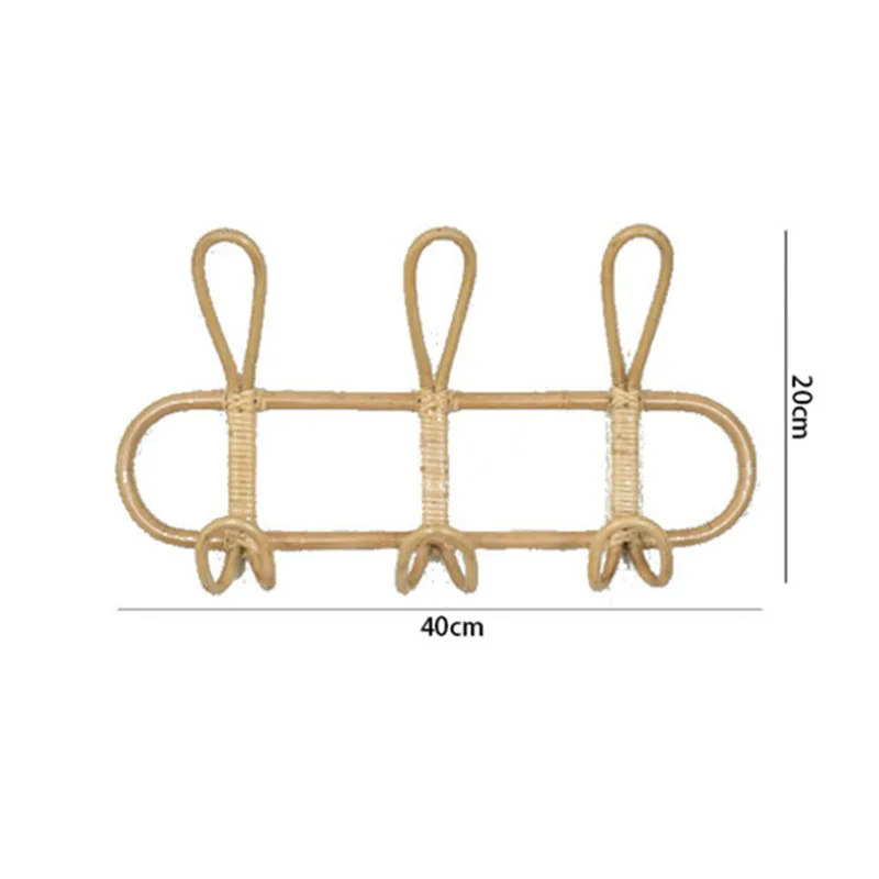New Vintage Rattan Wall Hooks Kids Garments Organizer Rack Clothes Hat Hanging Hook Home Ornaments Kids Room Decor Hanger