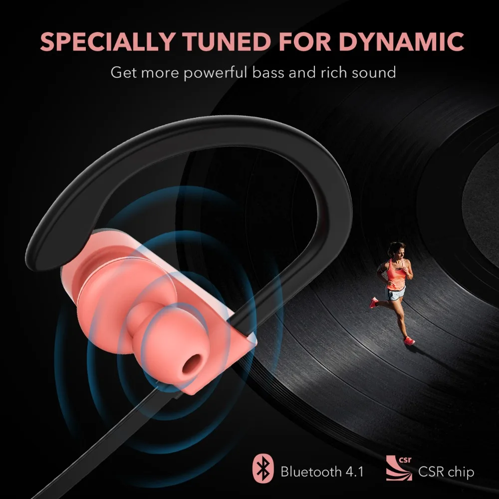 Mpow Bluetooth Earphones Waterproof HiFi Stereo Sport Headphone Wireless Earbuds With Microphone EVA Case For iPhone X 8 7