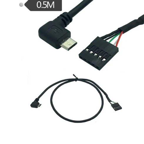 2-Pack) 50 см 90 градусов под прямым углом Micro-USB Male to 5 Pin Материнская плата Женский адаптер Dupont расширенный кабель(Micro-USB M/5Pin