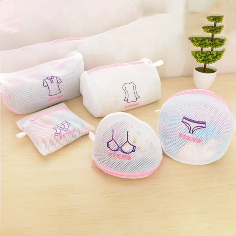 

New Arrival New Family Small Tool Zipped Laundry Washing Bag Embroidery Mesh Bags For Washing Bra Socks Underwear