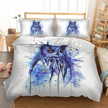 

Owl printed bed linens set with pillowcases Single Queen King sizes bedding set for comforter polyester bedclothes new 3pcs