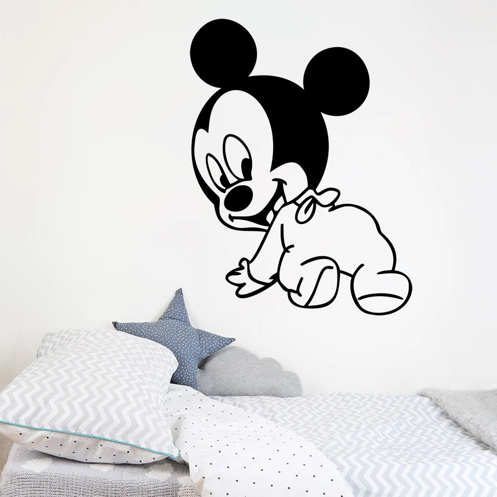 Disneycute Микки Маус Пользовательские Дети Имя детские наклейки на стены для детской