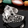 Punk Gothic Stainless Steel Huge Hyperbole Heavy Ghost Head Bangle Men Biker Rock Model Show Bracelets 6