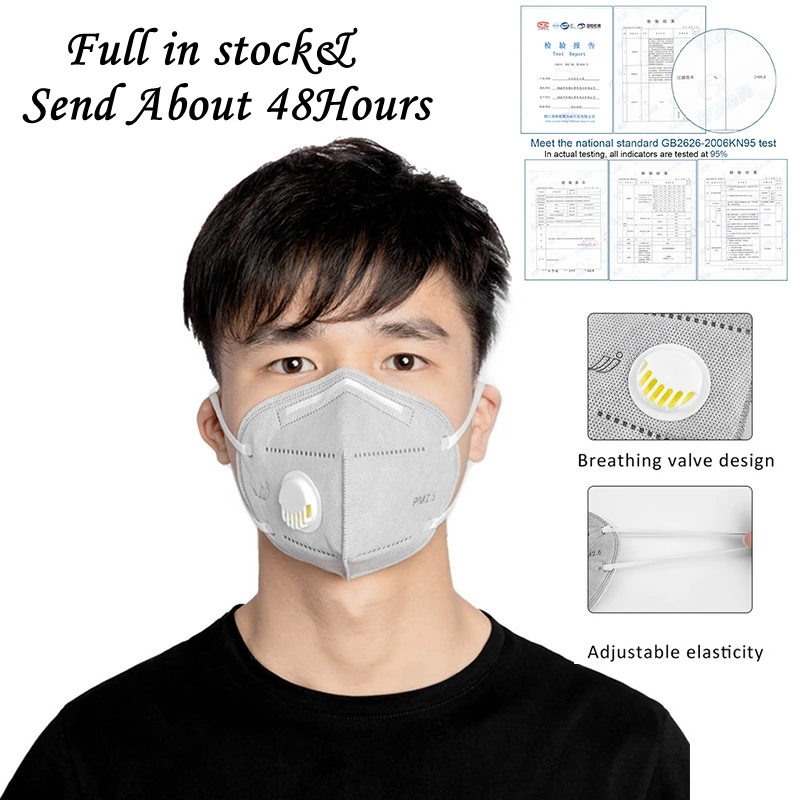 

1/10PC Anti Pollution KN95 Mouth Mask With Valve Dust Reusable Masks Breathable Mouth Respirator Send About 48 Hours