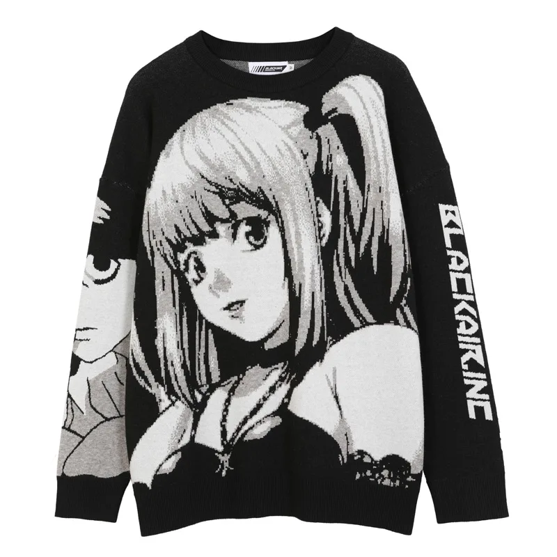 Couple Sweater Pullover Clothing Streetwear Knit Japanese Loose Retro Vintage Mens Fashion
