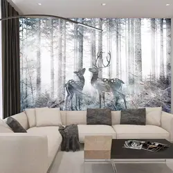 Североевропейский стиль лося настроить фрески художественная настенная ткань гостиная диван ТВ стены спальни обои современные обои