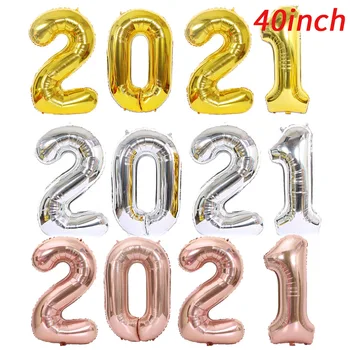 

40 Inch 32 Inch Large Number Aluminum Foil Balloon Set 2021 Number Balloon Set New Year's Day Decoration
