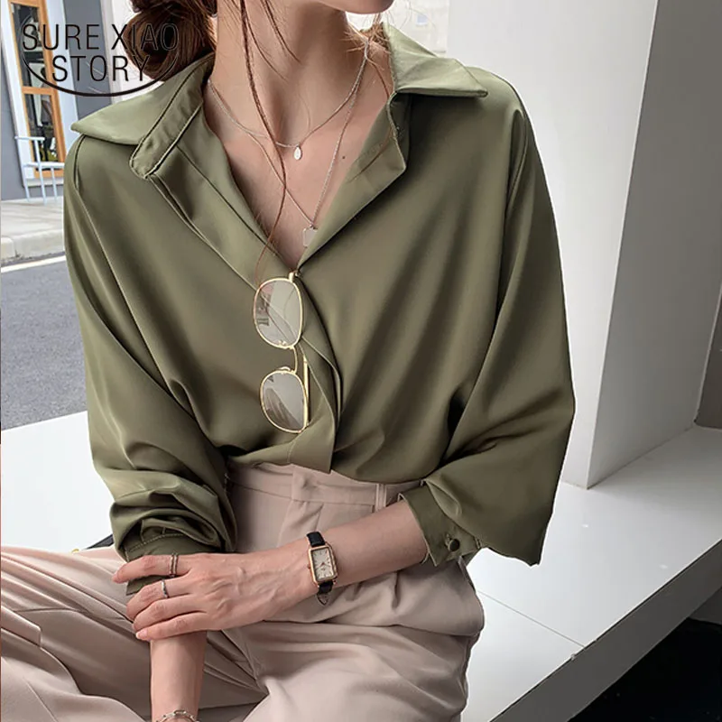 

Plus Size Loose Shirt Autumn Women 2021 Fashion Blouses Solid Korean Clothes Long Sleeve Blouse Simple OL Feminine Blusa 11193