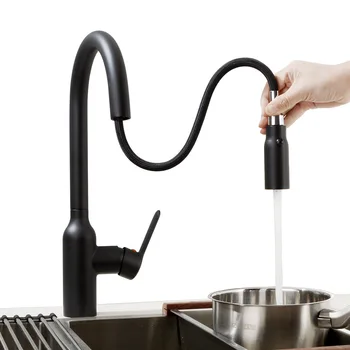 

Black & Chrome Pull Out Tap Head Kitchen Sink Water Mixer Faucet Magnetic Secure Dual Function Kitchen Faucet