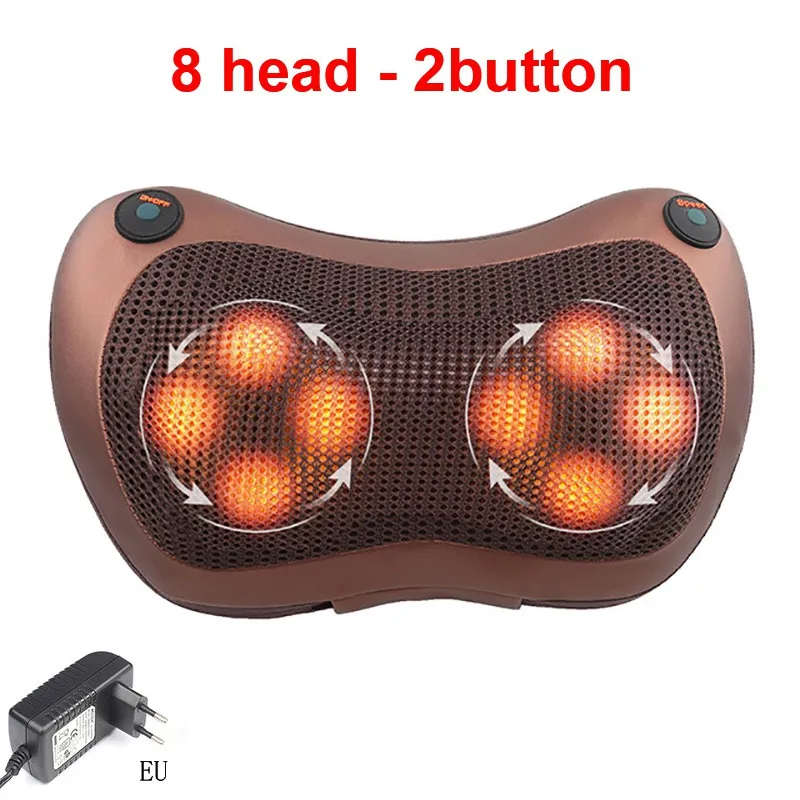 EU Plug 8 head Массажер для шеи и головы шейный шиацу массажная подушка - Цвет: EU Plug 8 head