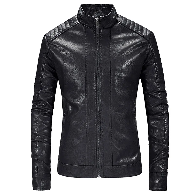 Crixalis AliExpress локомотив из искусственной кожи для мужчин плюс бархат короткий стенд воротник кожаная куртка для мужчин