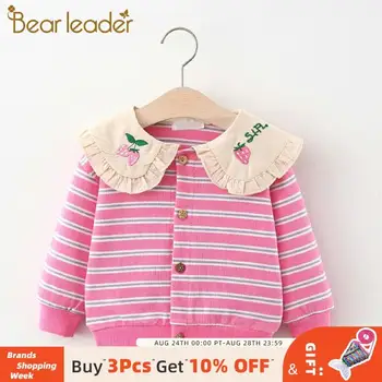 

Bear Leader Toddler Kids Clothing Girls Autumn Long Sleeve Thin Coats Infant Jackets Print Srtiped Open Stitch 2020 New Clothes