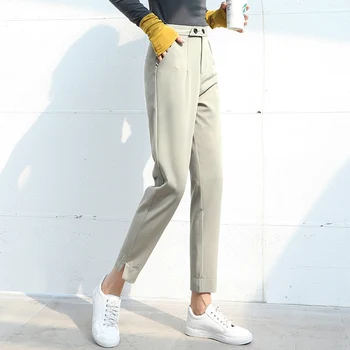 

Women Black Harem Pencil Pants 2020 Spring Casual Suit Pants Loose Solid OL Style Plus Size High Waist Trousers Capris