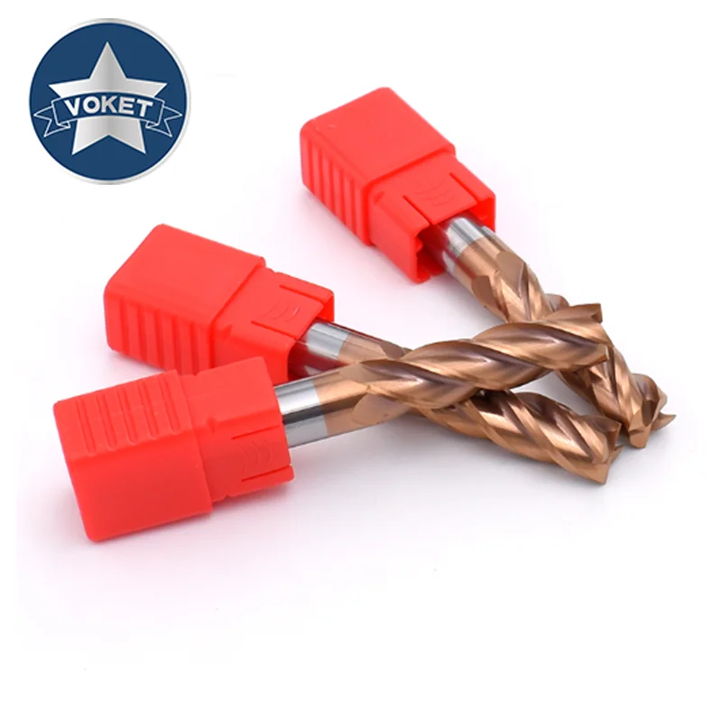 VOKET 55&deg; long shank solid tungsten carbide end mill 75L 100L 4 flutes square mills Milling Cutter HRC55 4MM 6MM 8MM 10MM 12MM