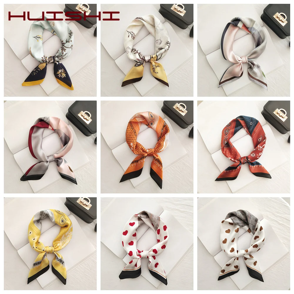 HUISHI шарф женский шелковый платок ощущение печатных HairTie головные уборы лента